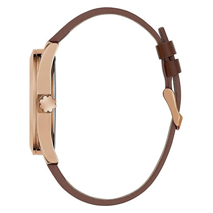 GUESS Grayson Analog Watch for Man with Grey Round Dial & Brown Leather Strap Band Water Resistant Men's Wrist Watches - GW0793G3