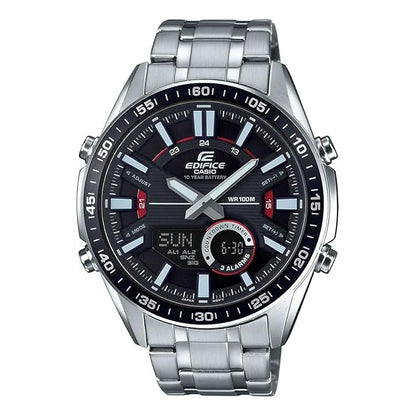 Casio Edifice EFV-C100D-1AVDF Black Analog-Digital Dial Silver Stainless Steel Band Men's Watch World Time 100M Water Resistant EX438