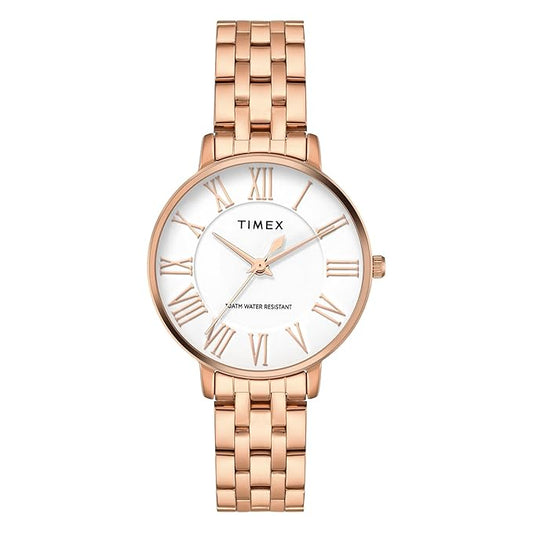 TIMEX Analog Watch for Woman with Round Dial & Water Resistant Women's Wrist Watches TWEL19108