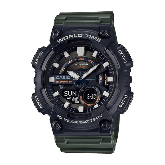 Casio Youth Combination Analog-Digital Black Dial Men's Watch - AEQ-110W-3AVDF (AD223)