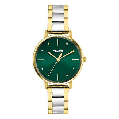 Timex Trendline Women Quartz Green Dial Analog Stainless Steel Watch TWEL15830