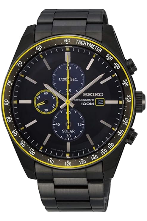 Seiko Solar Mens Analog Solar Watch with Stainless Steel Bracelet SSC723P1