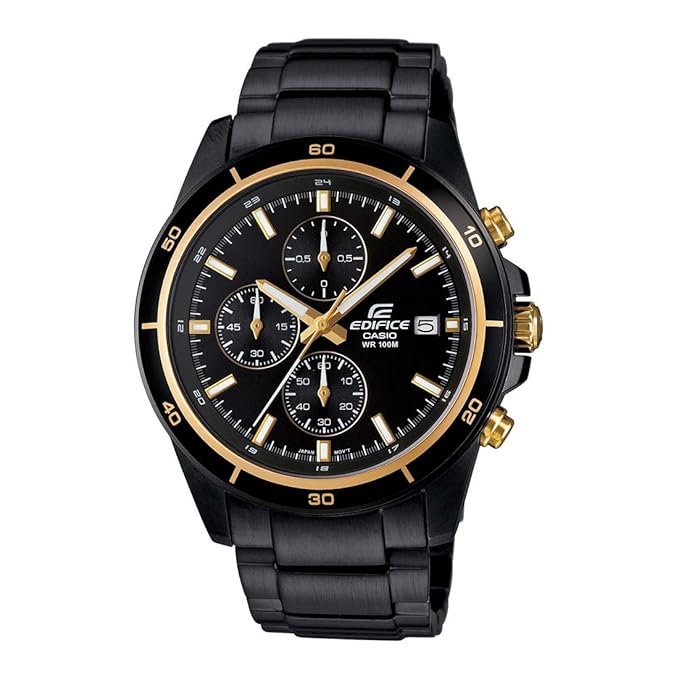 Casio EDifice EFR-526BK-1A9VUDF Black Analog Dial Black Stainless Steel Band Men's Watch Chronograph 100M Water Resistant EX208