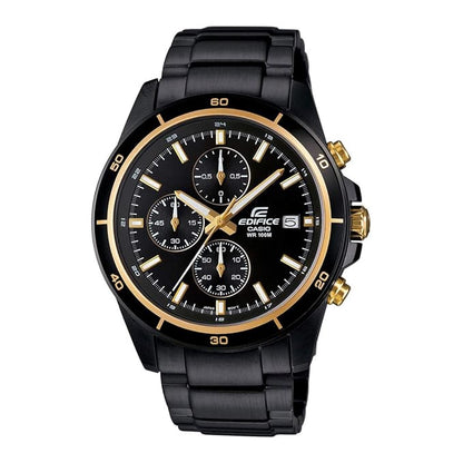 Casio EDifice EFR-526BK-1A9VUDF Black Analog Dial Black Stainless Steel Band Men's Watch Chronograph 100M Water Resistant EX208
