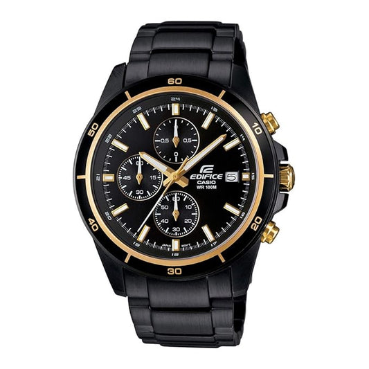 Casio EDifice EFR-526BK-1A9VUDF Black Analog Dial Black Stainless Steel Band Men's Watch Chronograph 100M Water Resistant EX208