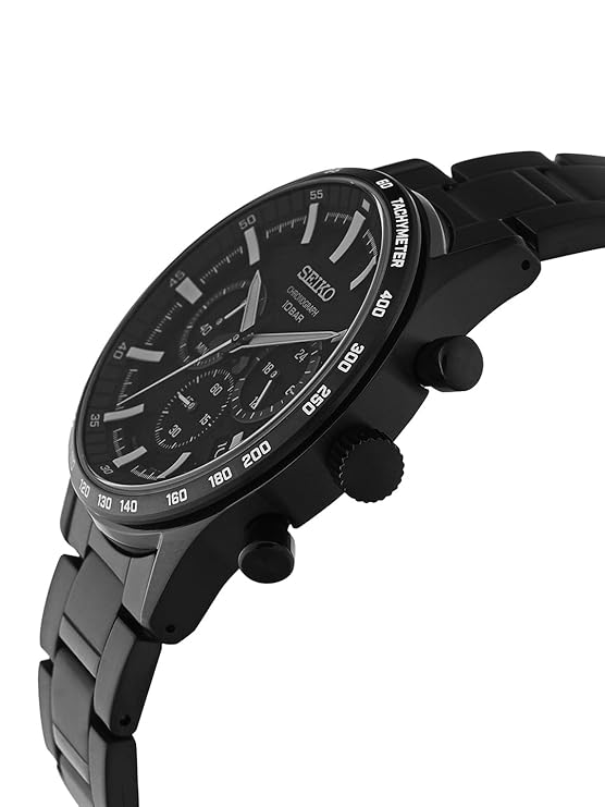 Seiko Stainless Steel Analog Black Dial Men's Watch-Ssb415P1