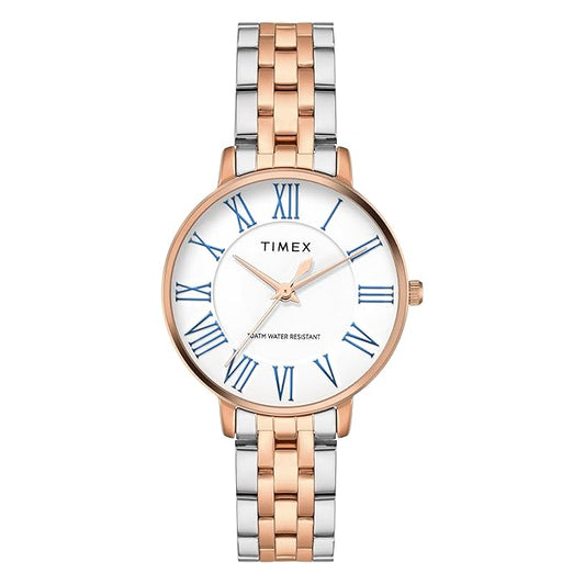 TIMEX Analog Watch for Woman with Round Dial & Water Resistant TWEL19109