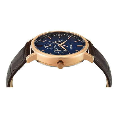 Timex Trendline Men Quartz Blue Dial Multi-Function Leather Watch TWTG12804