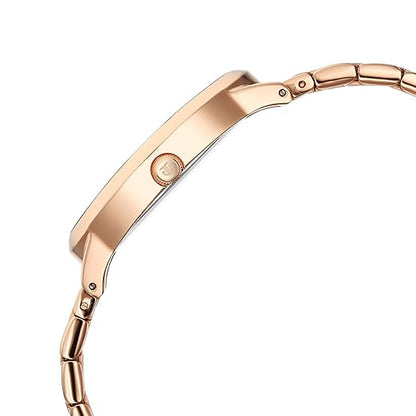 Titan Secluded Quartz Analog Mother of Pearl Dial Rose Gold Stainless Steel Strap Watch for Women - 2707WM01