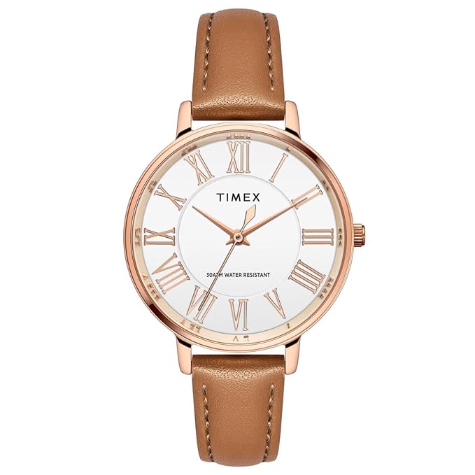 Fashion Women Quartz Silver Dial Analog Leather Watch TWEL19105