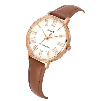 Fashion Women Quartz Silver Dial Analog Leather Watch TWEL19105