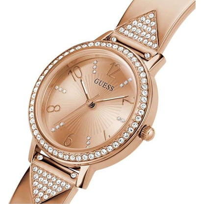 Guess Tri Luxe Collection Analog Rose Gold Dial Women's Watch-GW0474L3