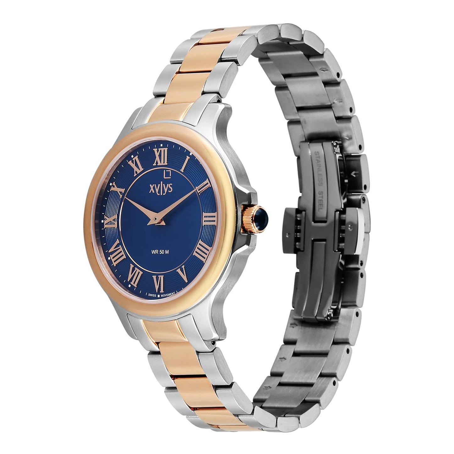Xylys Genevieve with Analog Quartz Blue Dial Two Toned Stainless Steel Strap Watch for Women - 45026KM01E