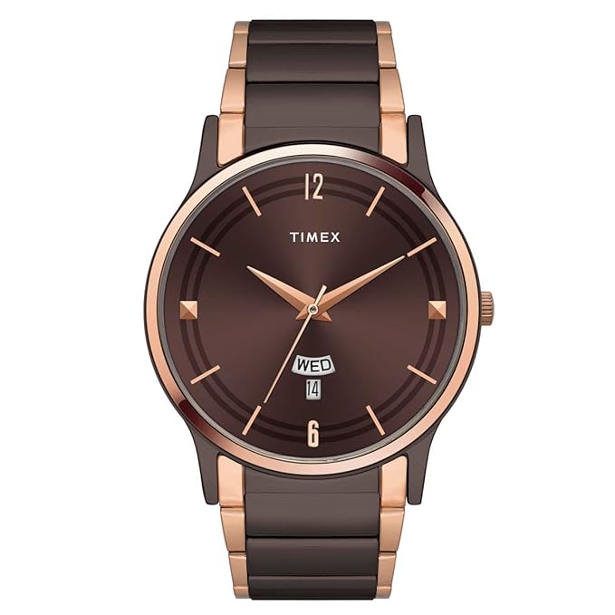 TIMEX Fashion Men Quartz Brown Dial Analog Stainless Steel Watch TW000R464