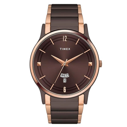 TIMEX Fashion Men Quartz Brown Dial Analog Stainless Steel Watch TW000R464