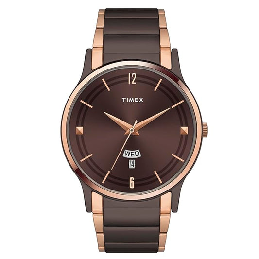 TIMEX Fashion Men Quartz Brown Dial Analog Stainless Steel Watch TW000R464