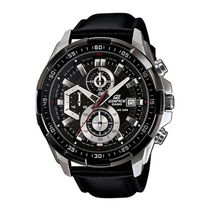 Casio Edifice EFR-539L-1AVUDF Black Analog Dial Black Leather Band Men's Watch Chronograph 100M Water Resistant EX193