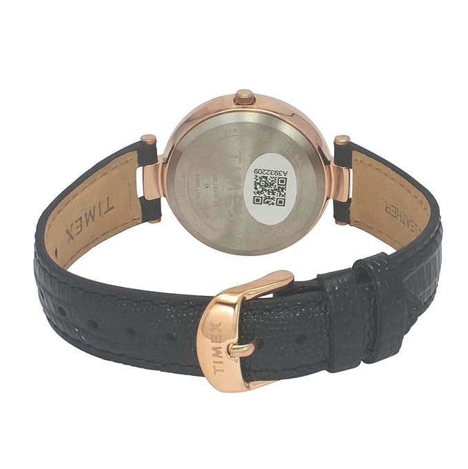 Timex Fashion Women Quartz Black Dial Analog Leather Watch TWEL19203