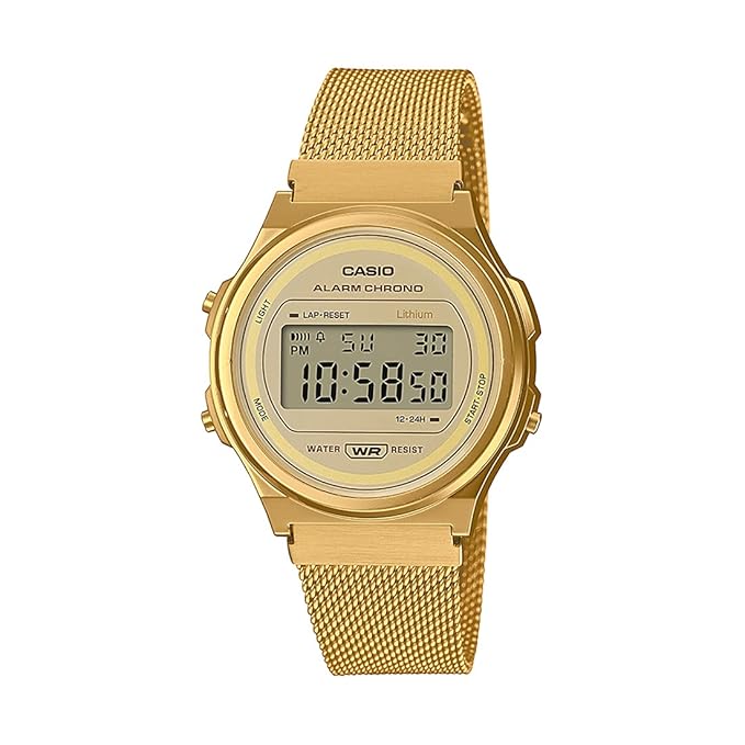 Casio Digital Gold Dial Unisex-Adult Watch-A171WEMG-9ADF - D226