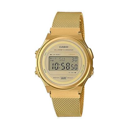 Casio Digital Gold Dial Unisex-Adult Watch-A171WEMG-9ADF - D226