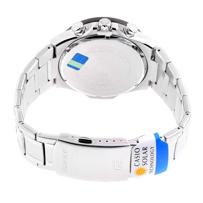 Casio Edifice EQS-920DB-1AVUDF Black Analog Dial Silver Stainless Steel Band Men's Watch Solar Powered Chronograph EX487