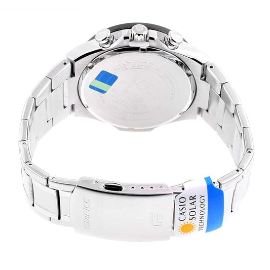 Casio Edifice EQS-920DB-1AVUDF Black Analog Dial Silver Stainless Steel Band Men's Watch Solar Powered Chronograph EX487