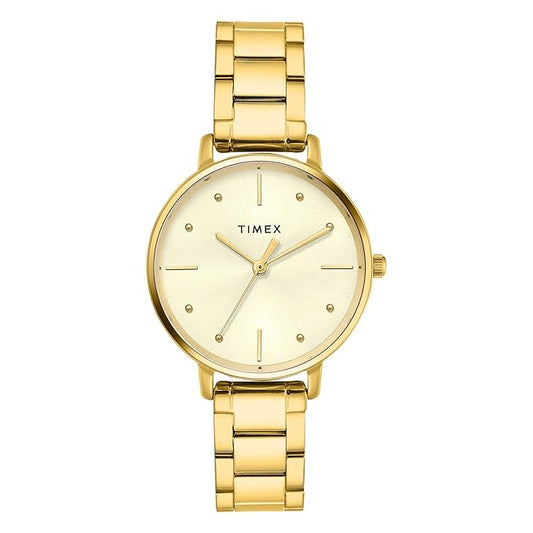 TIMEX Champagne Round Dial Analog Women's Watch - TWEL15829