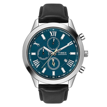 TIMEX Men's Blue Round Chronograph Leather Watch  - TWEG18515