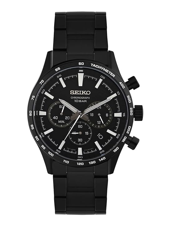 Seiko Stainless Steel Analog Black Dial Men's Watch-Ssb415P1