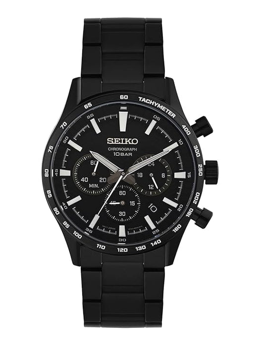 Seiko Stainless Steel Analog Black Dial Men's Watch-Ssb415P1