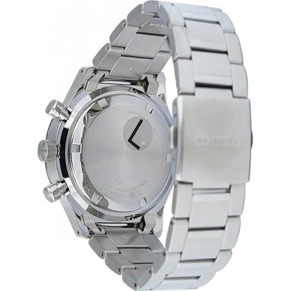 Seiko Stainless Steel Chronograph Quartz Watch for Men- Ssb445P1, Blue Dial, Bandcolor-Silver