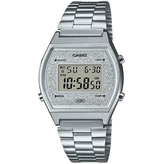 Casio Unisex Vintage B640WDG-7DF Silver Digital Dial Silver Stainless Steel Band D186