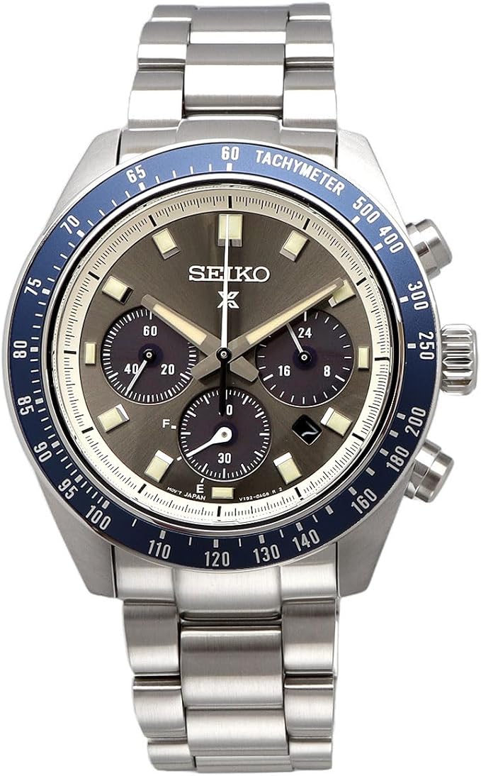 Seiko SSC939P1 Prospex Speedtimer, Solar Chronograph, Solar Chronograph, Men's Watch, Curved Sapphire Glass, Silver, Blue Bezel, Overseas Model