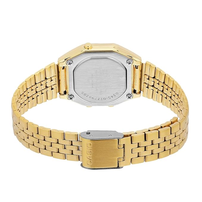 Casio Vintage LA680WGA-9DF Digital Gold Dial Women Watch Gold Stainless Steel Strap (D345)