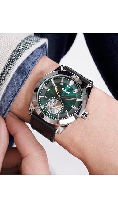 GUESS Leather Men's Analog Green Dial Men's Watch-Gw0793G1