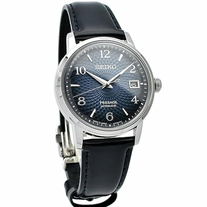 Seiko Leather Analog Blue Dial Men Watch-Srpe43J1, Blue Band