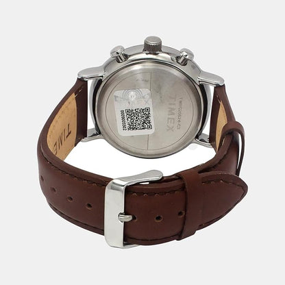 TIMEX Men's Blue Round Chronograph Leather Watch TWEG20024-EX