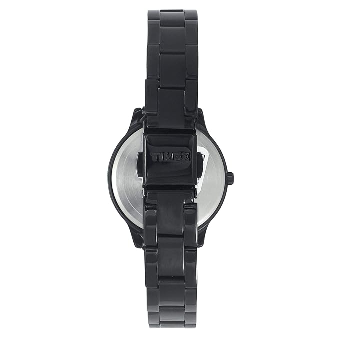 TIMEX Analog Watch for Women with Black Round Dial & Black Stainless Steel TW000T633
