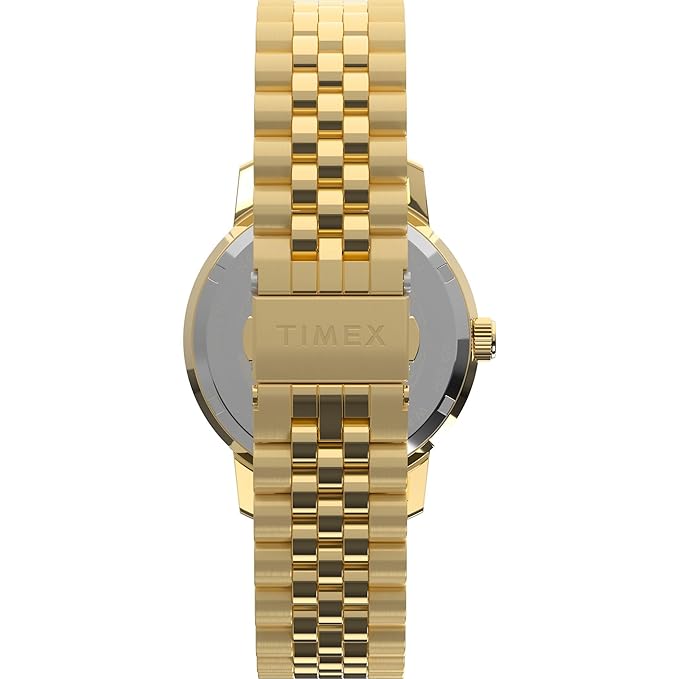 TIMEX Marlin Analog Black Round Dial & Gold Stainless Steel Bracelet Band Water Resistant Men's Wrist Watch - TW2Y47700IK
