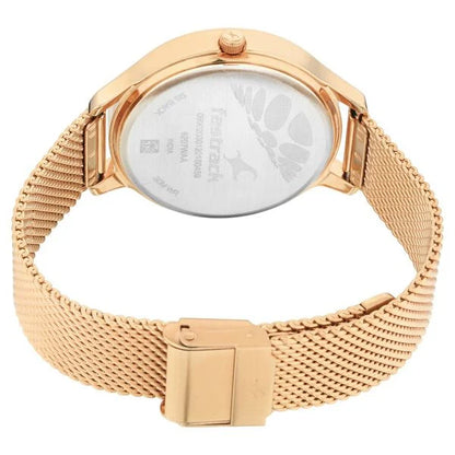Fastrack Ruffles Quartz Analog with Day and Date Black Dial Stainless Steel Strap Watch for Girls NU6207WM01