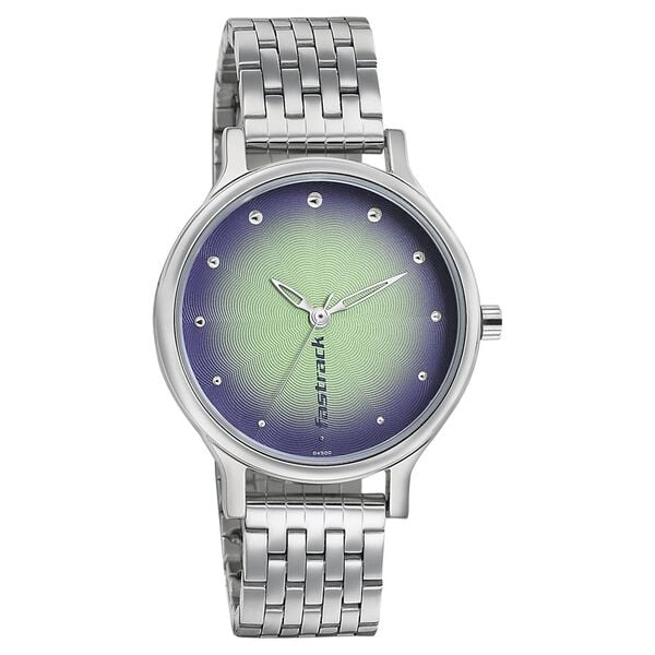 Fastrack Sunburn Quartz Analog Green Dial Metal Strap Watch for Girls NM6212SM01