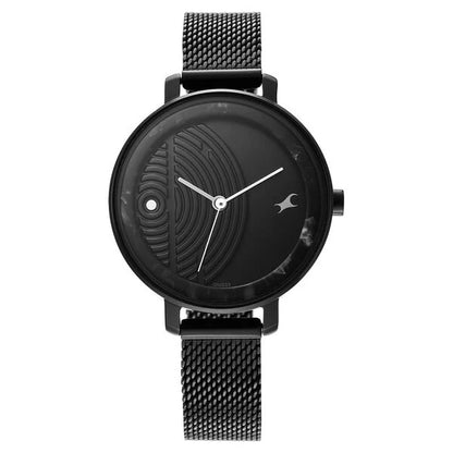 Fastrack Younique Quartz Analog Black Dial Stainless Steel Strap Watch for Girls NR6278NM01