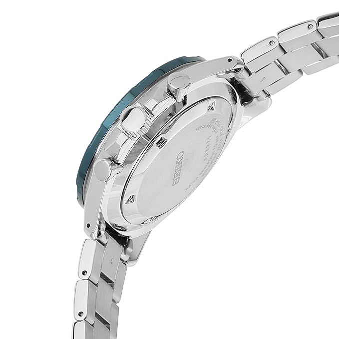 Seiko Analog Black Dial Men's Watch-SSB345P1 Stainless Steel, Silver Strap