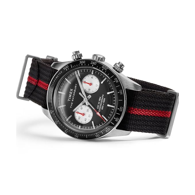 TIMEX Waterbury Heritage Analog Black Round Dial & Black Fabric Strap Band Water Resistant Men's Wrist Watch - TW2Y38900IK