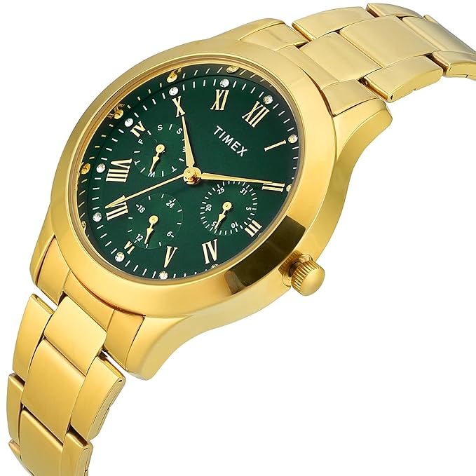 Timex Trendline Women Quartz Green Dial Multi-Function Stainless Steel Watch TW000Q821