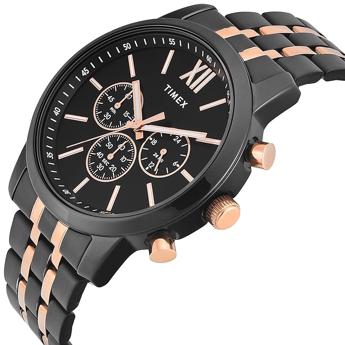 Timex Trendline Men Quartz Black Dial Chronograph Stainless Steel Watch TWEG32202