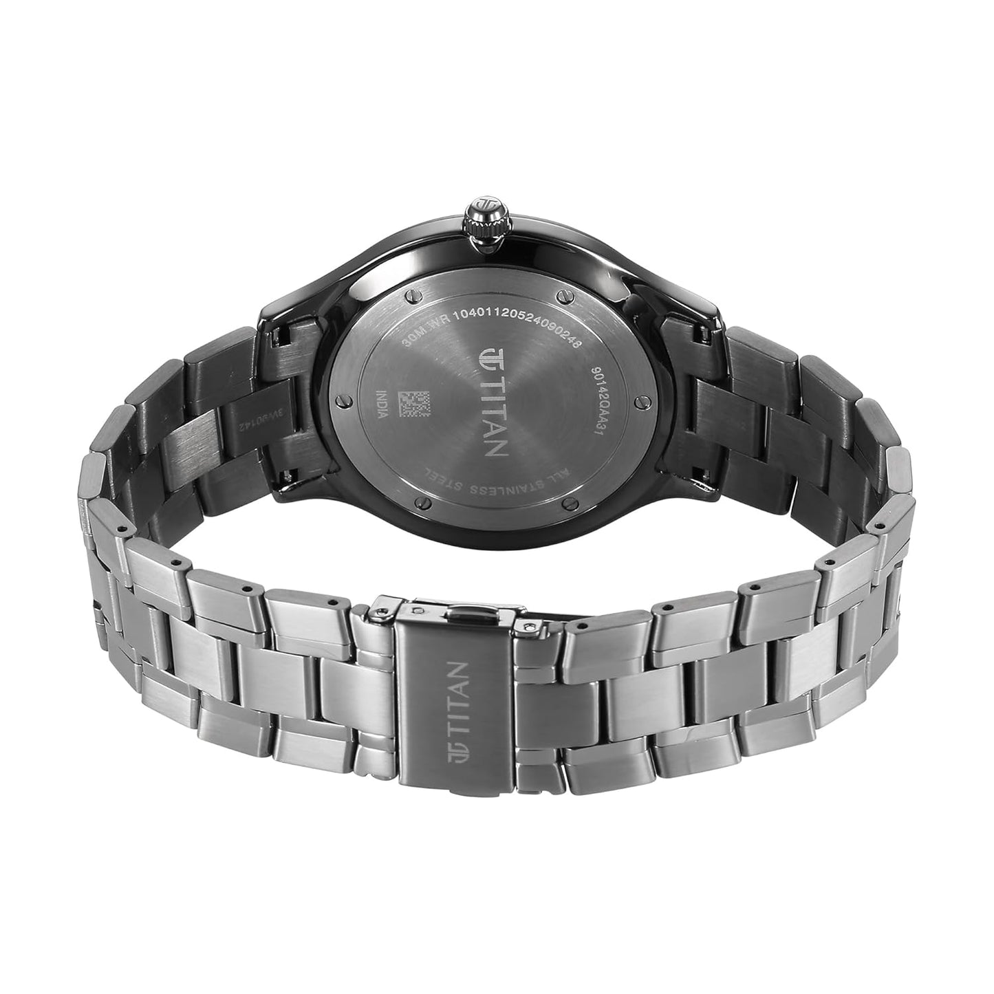 Titan Clasique Slim Quartz Analog with Date Grey Dial with Grey Color Stainless Steel Strap Watch for Men/NT90142QM06