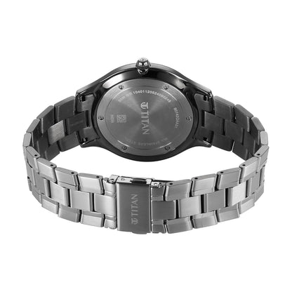 Titan Clasique Slim Quartz Analog with Date Grey Dial with Grey Color Stainless Steel Strap Watch for Men/NT90142QM06