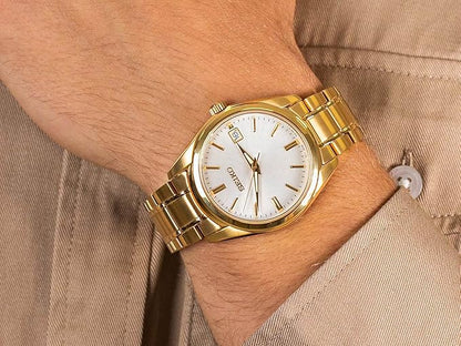 Seiko Men's Essentials Steel Two Tone Japanese Quartz With Gold Strap (Model: SUR314)