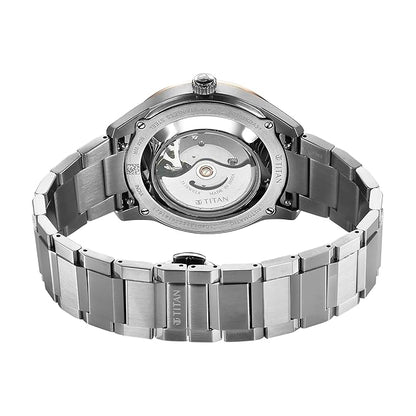 Titan Astral Concealed Analog with Silver White Dial Men's Watch | Leather Material Watch | Water Resistant - 90209KM01